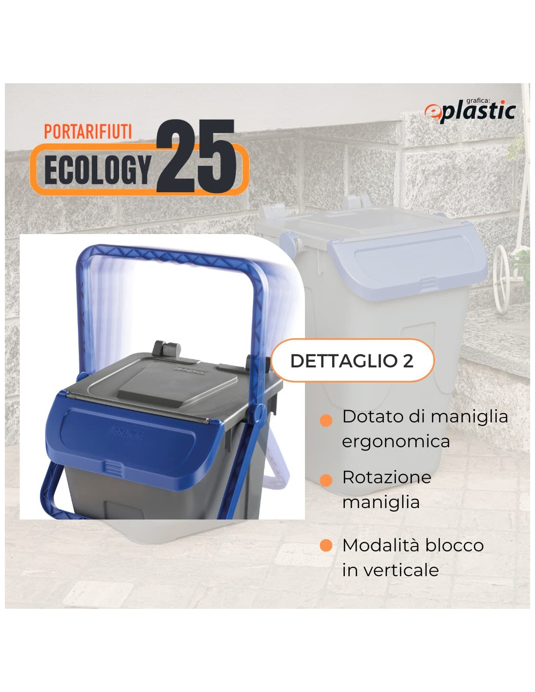 Bidone bicolor porta rifiuti 25 litri - Modello Dusty